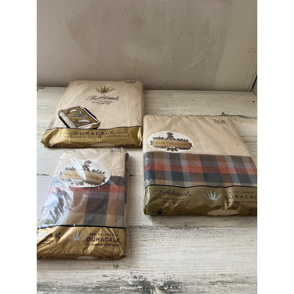 Fieldcrest Stag Collection full size sheet set Vintage NOS